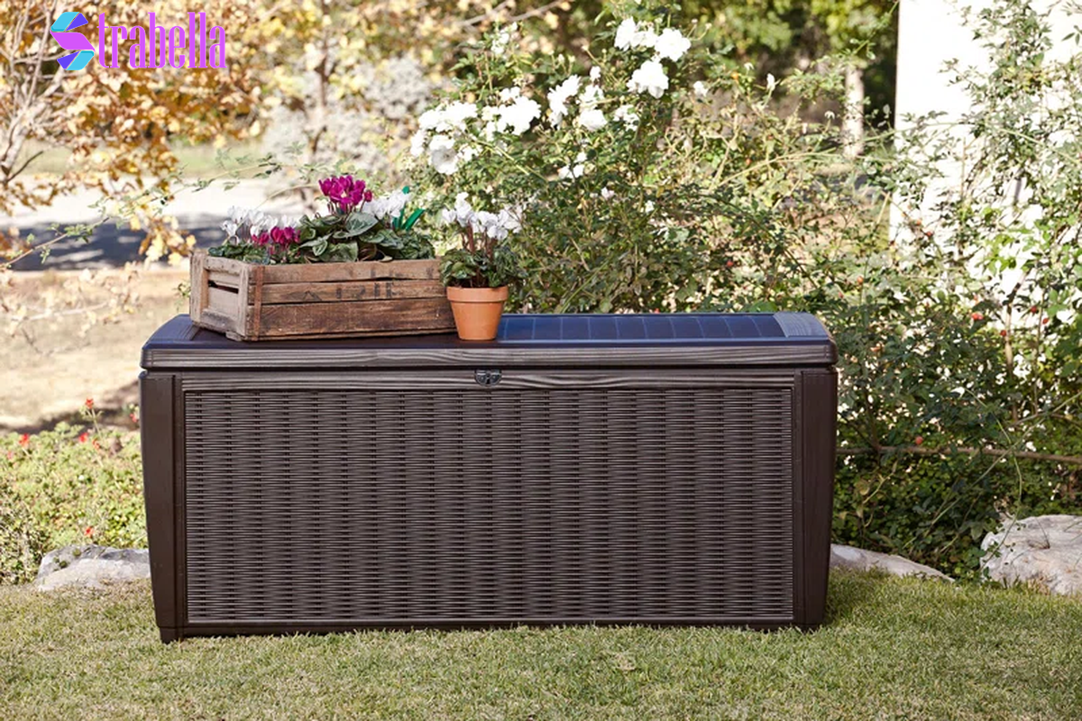 Sumatra 135 Gallon Large Durable Resin Outdoor Storage and Organization Deck Box Ideal for Garden Patio Furniture and Supplies