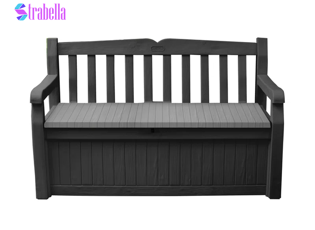 Solana 70 Gallon Durable Resin Outdoor Bench Storage and Organization Deck Box Ideal for Garden Patio Furniture and Supplies