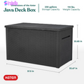 Java 230 Gallon XXL Durable Resin Outdoor Storage and Organization Deck Box Ideal for Garden Patio Furniture and Supplies