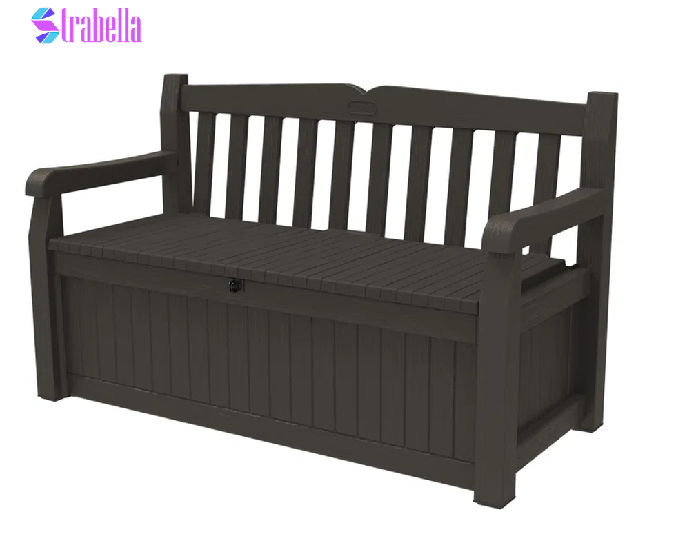 Solana 70 Gallon Durable Resin Outdoor Bench Storage and Organization Deck Box Ideal for Garden Patio Furniture and Supplies