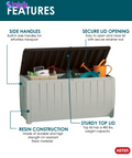 Novel 90 Gallon Durable Resin Outdoor Storage and Organization Deck Box Ideal for Garden Patio Furniture and Supplies