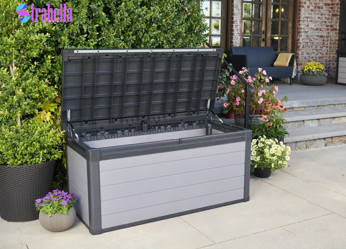 Premier 150 Gallon Durable Resin Outdoor Storage and Organization Deck Box Ideal for Garden Patio Furniture and Supplies, Grey