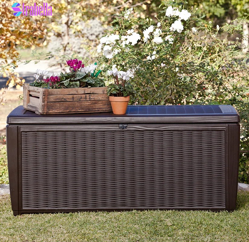 Sumatra 135 Gallon Large Durable Resin Outdoor Storage and Organization Deck Box Ideal for Garden Patio Furniture and Supplies