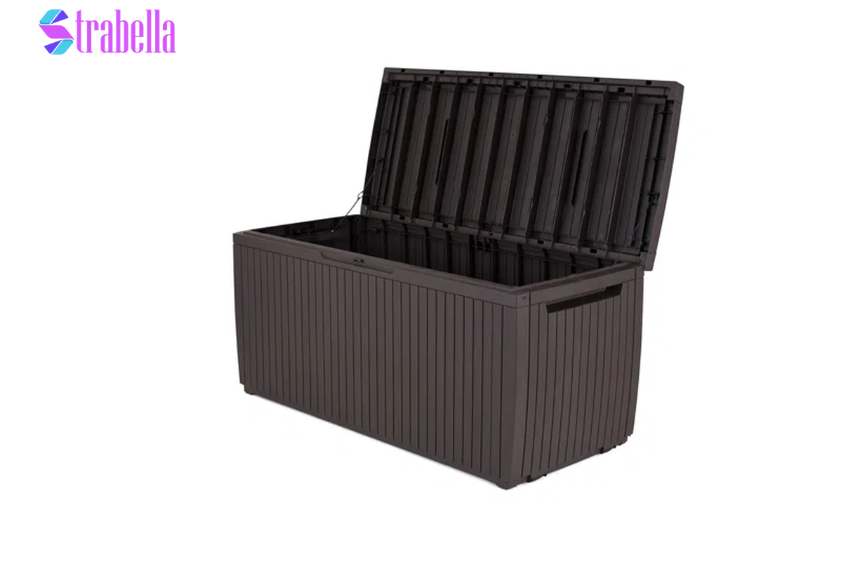 Springwood 80 Gallon Durable Resin Outdoor Storage and Organization Deck Box for Patio Furniture and Supplies, Brown