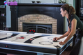Blazer 7' Air Hockey Table with Heavy-Duty Blower, Electronic Scoring, Leg Levelers, and Overhang Rail