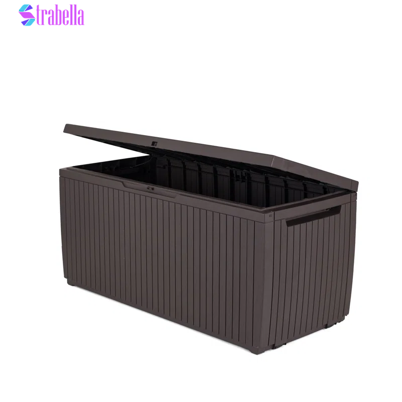 Springwood 80 Gallon Durable Resin Outdoor Storage and Organization Deck Box for Patio Furniture and Supplies, Brown