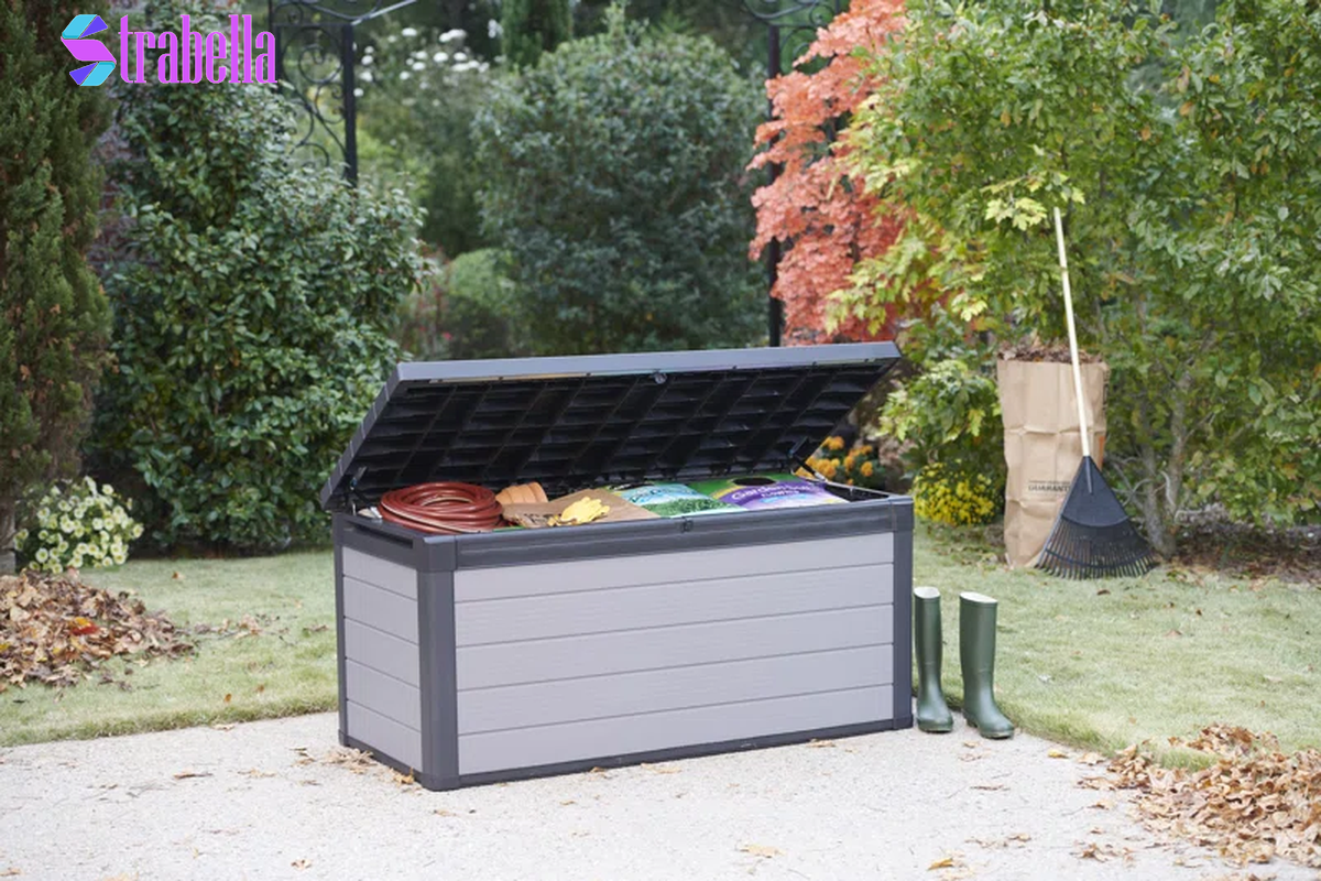 Premier 150 Gallon Durable Resin Outdoor Storage and Organization Deck Box Ideal for Garden Patio Furniture and Supplies, Grey