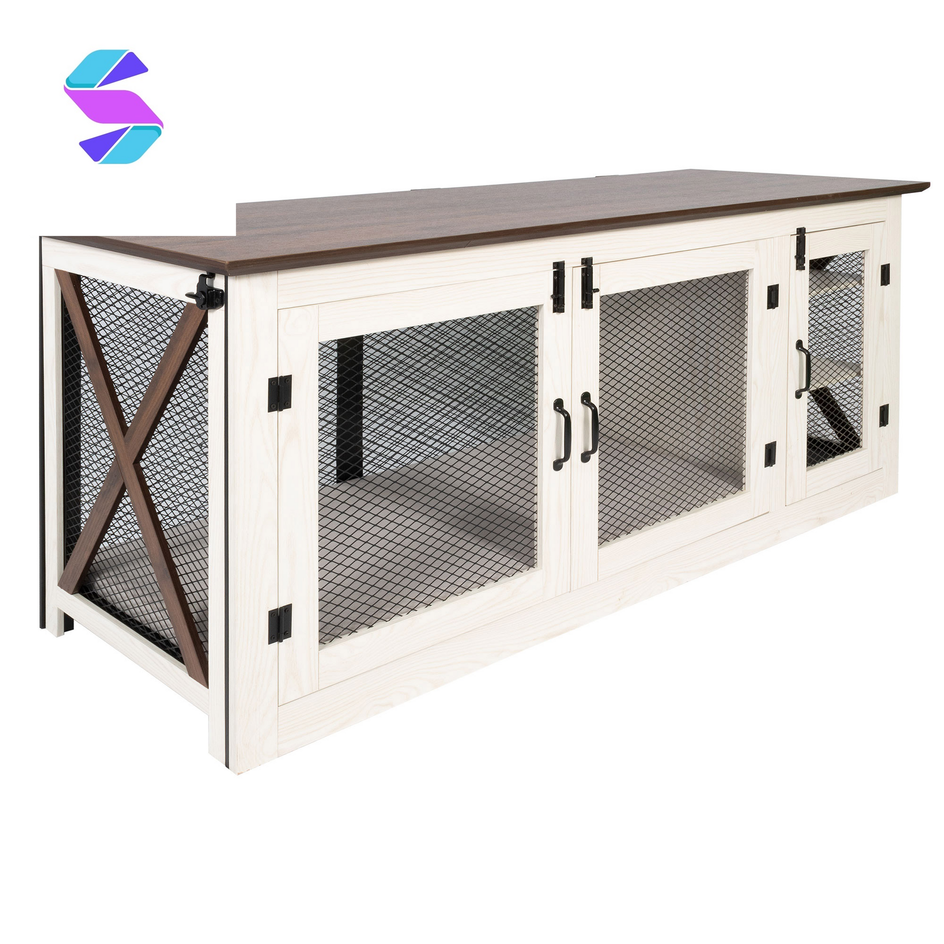 65" Cooper Dog Crate Credenza with Shelves & Mat Kit