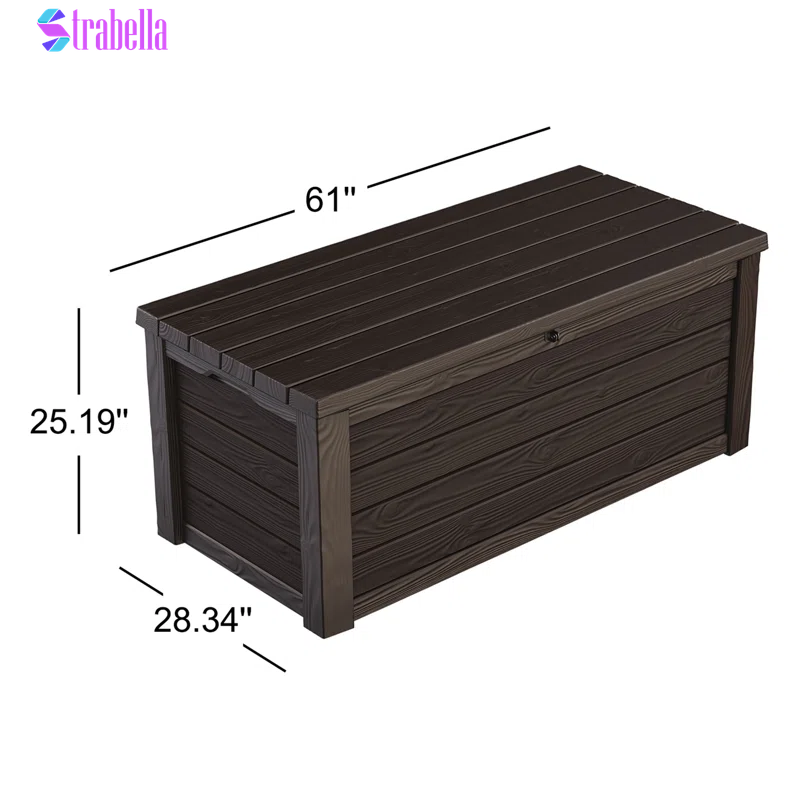 Eastwood 150 Gallon Durable Resin Outdoor Storage and Organization Deck Box for Patio Furniture and Supplies, Brown
